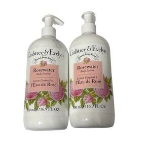 Crabtree & Evelyn Rosewater Body Lotion 16.9 OZ with Pump Set of 2